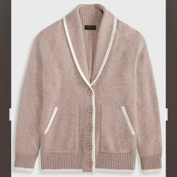 Charter Club 100% Cashmere Tipped Shawl-Collar Boyfriend Cardigan in Brown Sugar - Picture 4 of 11